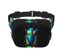 Metallic Beetle Pattern trendy fashionable waist bag, unisex travel sports messenger bag