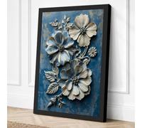 Metallic Blooms Relief Art Canvas Wall Art Print 30x20 Inch (76 x 51 cm)