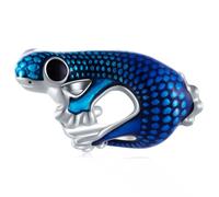 Metallic Blue Gecko Charms, 925 Sterling Silver Lizard Enamel Bead fits Pandora Animal Women Bracelet, Gift for Friend/Family/Birthday