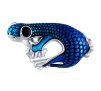 Metallic Blue Gecko Charms fits Pandora Animal Bracelet, Blue Gradient Enamel Lizard Beads, Gift for Friends/Birthday