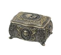 Metallic Bronze Finished Human Skull Cameo Design Trinket Box
