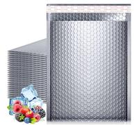 Metallic Bubble Mailers,11 x 15 Inches Thermal Bubble Mailer,Insulated Mailers for Cold Shipping,Waterproof Insulated Shipping Envelopes for Food, Cosmetics(Sliver) (10)