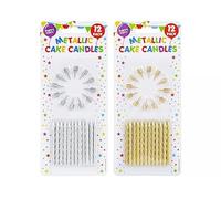 Metallic Candles with Holders 12 Pack 2 Assorted