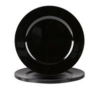 Argon Tableware Metallic Charger Plates - Black - 33cm - Pack of 6 - Metallic Finish Reusable Dining Table Setting Plates for Christmas, Party Celebrations, Restaurant Decor Placemats