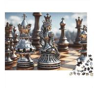 Metallic Chess Queen 1000 Piece Eco-Friendly Paper Jigsaw Puzzle Bundle for Senior Enthusiasts, Stress Relief Puzzle, Travel Activity, Popular 38x26cm/1000pcs