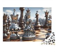 Metallic Chess Queen Senior Jigsaw Enthusiasts 1000 Pieces Extra-Thick Cardboard Concentration Training Puzzle 52x38cm/1000pcs
