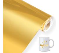 Metallic Chrome Gold Permanent Vinyl 30.5cm x 300cm Heat Transfer Vinyl,Gold Cricut Vinyl,Cutting Mat & Transfer Paper Recommended, Self Adhesive Vinyl for DIY Crafts, Birthday & Christmas Decor