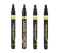 Metallic Chrome Markers, 4pack Liquid Chrome Markers Mirror Effect,High Gloss, Waterproof, for Model Repairing, Resin Metal Glass Plastic, DIY Art Projects Crafts Resin Crafts, Coloring, Stroke, Model
