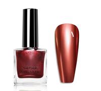 Metallic Chrome Nail Polish - Mirror Red/Blue/Silver/Purple/Brown Nail Varnish - Glossy Gel Effect Quick Dry 60 Sec - No Bake Breathable Long Lasting Polish for Women DIY Nail Art (Red)