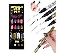 Metallic Colors Nail Art Pens Set - Neon Nail Art Markers, Water-Based Quick Dry Nail Pens for DIY Nail Designs, Nail Art Brushes for Beginners & Professionals