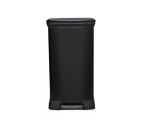 Metallic Curved Deco Pedal Operated Trash Can 50L Black Waste Container