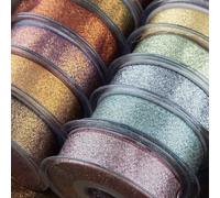 Metallic Dazzle Ribbon Sparkle Silver Glitter Lame 18 Colour Buy 2 4+ Meter 904D, 11 Silver Green, 25mm 1m