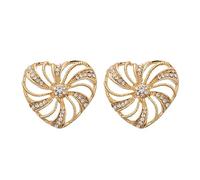 Metallic diamond-encrusted hollow windmill-shaped heart-shaped earrings with a simple and exclusive style