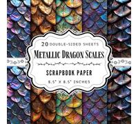 Metallic Dragon Scales Scrapbook Paper: 20 Double Sided Decorative Craft Paper Sheets | for Card Making, Origami, Mixed Media Art, DIY Projects, Journaling, & More | 8.5" x 8.5"