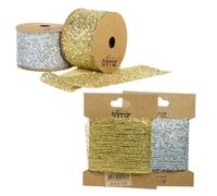 Metallic Duo Craft Ribbon Set - Gold Webbing (3m), Silver Webbing (3m), Gold Glitter Organza, and Silver Glitter Organza Ribbons for Gift Wrapping, Party Décor, and DIY Crafts