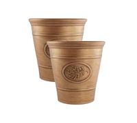 Metallic Effect Olive Plastic Planter for Gardening - Outdoor & Indoor Flowers Pot with Glossy Finish Weatherproof Garden Windowsills Home Plant Pot with Drainage Holes - (Gold, 30cm - Pack 2)