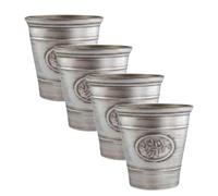 Metallic Effect Olive Plastic Planter for Gardening - Outdoor & Indoor Flowers Pot with Glossy Finish Weatherproof Garden Windowsills Home Plant Pot with Drainage Holes - (Silver, 40cm - Pack 4)