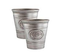 Metallic Effect Olive Plastic Planter for Gardening - Outdoor & Indoor Flowers Pot with Glossy Finish Weatherproof Garden Windowsills Home Plant Pot with Drainage Holes - (Silver, 23cm - Pack 2)