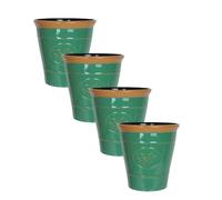 Metallic Effect Olive Plastic Planter for Gardening - Outdoor & Indoor Flowers Pot with Glossy Finish Weatherproof Garden Windowsills Home Plant Pot with Drainage Holes - (Dark Green, 23cm - Pack 4)