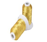 Metallic Embroidery Threads Different and Colours, (2000 Meters, Gold) for Computerized Embroidery and Decorative Sewing