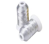 Metallic Embroidery Threads Different and Colours, (2x1000 Meters, Silver) for Computerized Embroidery and Decorative Sewing