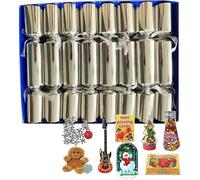 Metallic Family Christmas Crackers with gifts for all the family SILVER, set of 8