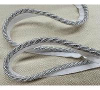 Metallic Flanged Piping Cord Twisted Rope Trim Home Decor - Pillow Cushion Curtains Edge Trimming Upholstery - 7mm Wide - Any Length Silver - Sold by 5 Metres