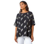 Metallic Floral Print Oversized T-Shirt Roman Black 12