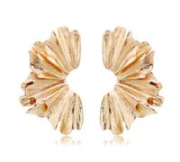 Metallic Flower Earrings Gold Silver Plated Vintage Exaggerated Alloy Floral Sculptural Flowers Leaf Large Geometric Dangle Drop Earrings for Women Birthday Prom Party Holiday Trendy Jewelry Gifts