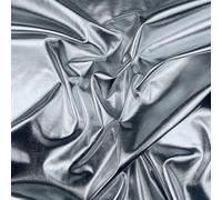 Metallic Foil Fabric 4 Way Stretch Poly Spandex Solid Plain Coloured Shiny Dancewear Sportswear Clothing Fabric Material | 60" - 150 cm Wide (per Half Metre, Silver)