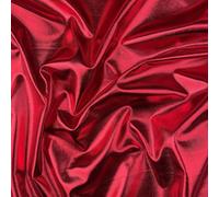 Metallic Foil Fabric 4 Way Stretch Poly Spandex Solid Plain Coloured Shiny Dancewear Sportswear Clothing Fabric Material | 60" - 150 cm Wide (per Half Metre, Red)