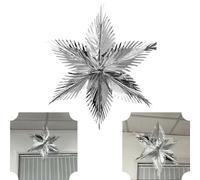 Metallic Foil Silver Starburst Decoration 60cm, Hanging Party Decoration for Weddings, Birthdays, Christmas and Special Events Décor