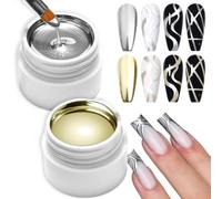 Metallic Gel Nail Polish Set, UV/LED Cure Chrome Polish,Mirror Silver/Gold