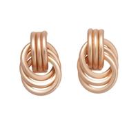 Metallic geometric circular earrings - simple, niche, and high-end fashion accessories