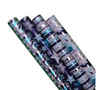 Metallic Gift Wrapping Paper For Male,Birthday Wrapping Paper Roll,Suitable for Birthday,Party,Wedding,Baby Shower,Festival Gift Decorations Pack of 4 X 1.5M