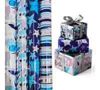 Metallic Gift Wrapping Paper For Male,Birthday Wrapping Paper Roll,Suitable for Birthday,Party,Wedding,Baby Shower,Festival Gift Decorations Pack of 4 X 1.5M