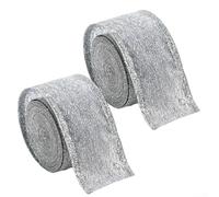 Metallic Glitter Sequin Mesh Ribbon with Satin Organza and Wired Edge, Suitable for Holiday Decor and Creative Projects (4.9CM silver)