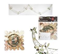 Metallic Gold Foil Christmas Decorations, 7 Options - Bells 34cm, Stars 40cm, Balls 30cm, Garlands 12-30cm, Lengths up to 330cm Xmas Decs (Medium Garland)