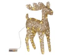 Urbn-Living Urbnliving 37Cm Led Light Up Reindeer Metallic Gold Plastic Rattan Wire Frame Christmas Home Decorations