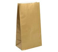 Metallic Gold Paper Party Bags (32cm x 13cm) 10 Count - Perfect for Celebrations and Events