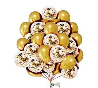 Metallic Gold Pearl Balloons - 12 Inch Glitter Age 2nd Birthday Decoration Set with 10m Ribbon Roll - 16 Pieces