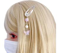 Metallic Hairpin For Sweet Girls Butterfly Pendant Charm Hair Barrettes Aesthetics Bangs Hair Accessories