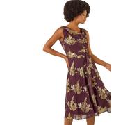 Metallic Jacquard Cowl Neck Midi Dress Roman Plum 10