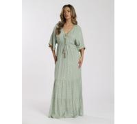 Metallic Jacquard Spot Tiered Maxi Dress South Beach Green 12
