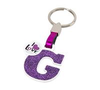 Metallic Key Ring "I LOVE" Letter "G" Color Pink.