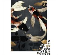 Metallic Koi IV Jigsaw Puzzle for Adults, 1000 Pieces, 38x26cm/1000pcs, Low-dust White Card for Tabletop Use; Relaxed Solo Time at Home