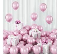 Metallic Light Purple Balloons 5inch Small Chrome Light Purple Balloon 60pcs Mini Round Metal Pink Latex Balloons for Balloon Arch Garland Girls Birthday Princess Party Decoration