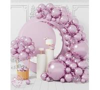 Metallic Lilac Balloon Arch Kit: 100 Pcs Lavender Party Balloons Garland Kit with Lilac Confetti Latex Balloon Ribbons for Birthday Baby Shower Gender Reveal Valentine's Day Wedding Decoration