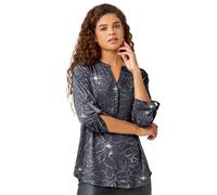 Metallic Linear Floral Stretch Shirt Roman Grey 18