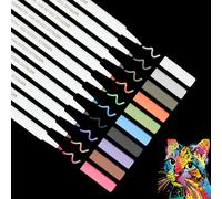 Metallic Marker Pens, 10 Colour Set Glitter Art Pens for Black Paper, Doodle Dazzle Pen Metallic Pens Scrapbook Accessories for Card Making, DIY Photo Album, Glass, Wood, Metal, Guest Book Wedding